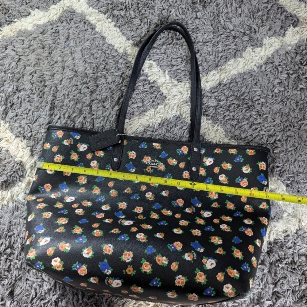 Coach Black Floral Tote with Multicolor Bloom Print - Picture 11 of 13